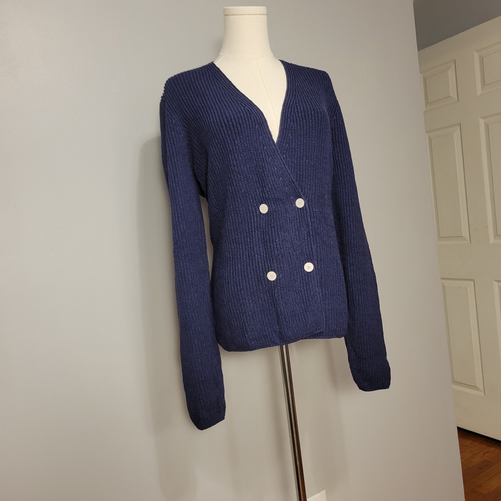 Ralph Lauren Purple Label Double‎ Breasted Silk Cardigan Sweater Womens L $2490